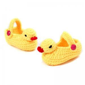 Hand Knitting Yellow Duck baby shoe..
