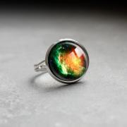 Galaxy Ring.Glass Ring.Galaxy Space Jewelry.adjustable ring.glass jewelry,space style.universe jewelry.Photo Ring.gift for her(RR15)