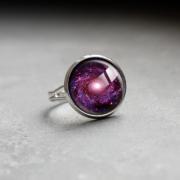 Galaxy Ring.Glass Ring.Galaxy Space Jewelry.adjustable ring.glass jewelry,space style.universe .Photo jewelry.handmade (RR18)