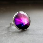 Purple Radiant Galaxy Ring.Glass Ring.Jewelry.adjustable ring.glass jewelry,Space jewelry.universe jewelry.Photo Ring 20mm round hanmade(RR37)