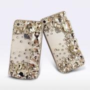 White Gem Rhinestone iphone 4 4S cases iphone 5 5S cases Bling Bling iPhone case (PC103)