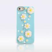 Daisy Flowers Sunflowers blue iphone 4 4S cases iphone 5 5S cases Bling Bling iPhone case (PC125)