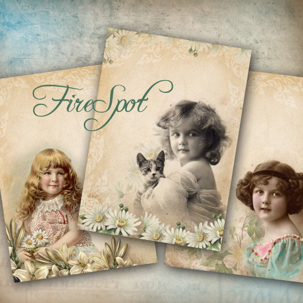 Vintage Cute Girl,old Photo,vintage Illustration -digital Collage Sheet  2.5x3.5 Inches Set Of 8,printable Gift Tags, Print The Stickers