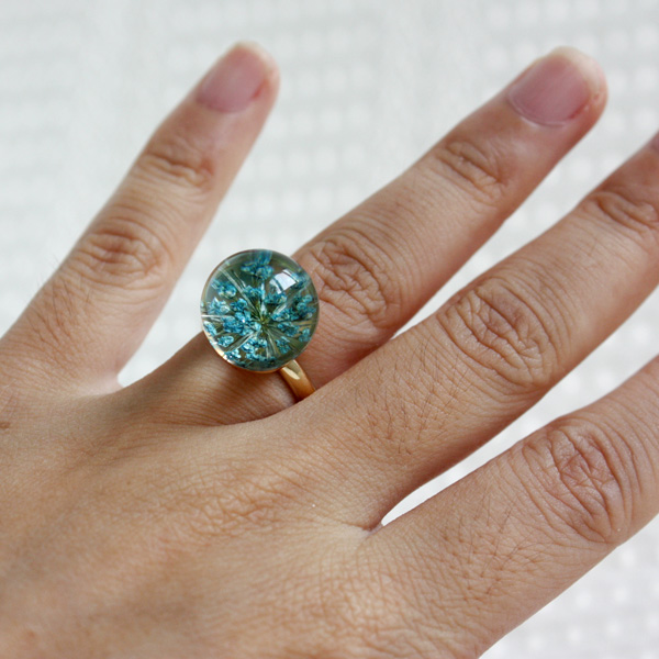 Blue Pressed Flower Resin Ring.flower Resin Jewelry.flower Resin