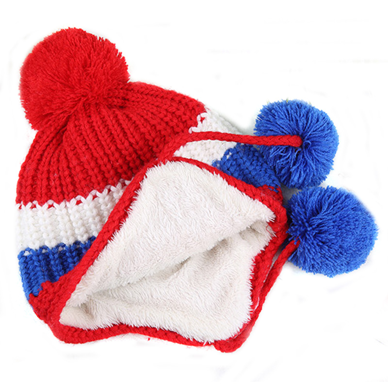 Children's Knitted Hat Baby Hat Cap Girl Boy Bear Toy Embellish Winter